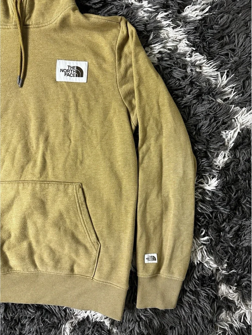 The North Face Hoodie Pullover Sweatshirt Brown Gold Mens Large L Patch